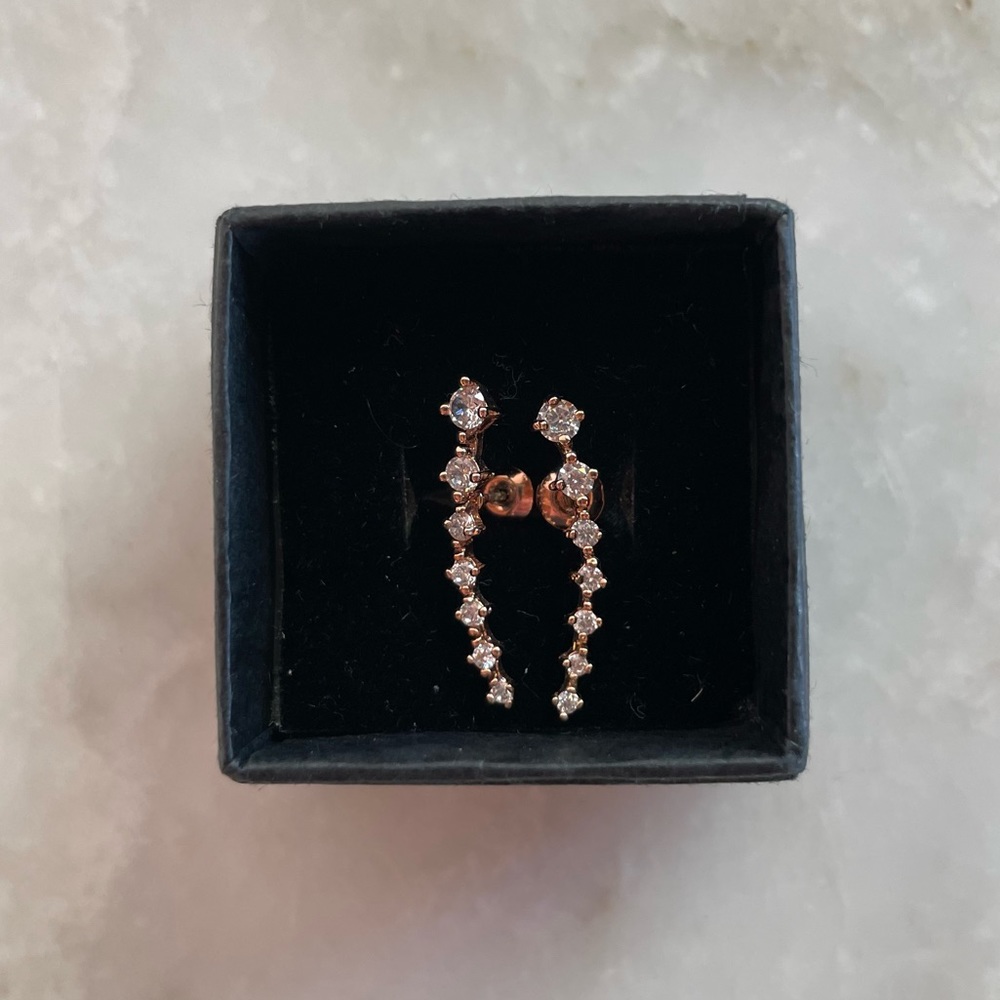 Crawler earrings- Rose Gold Look & rhinestone